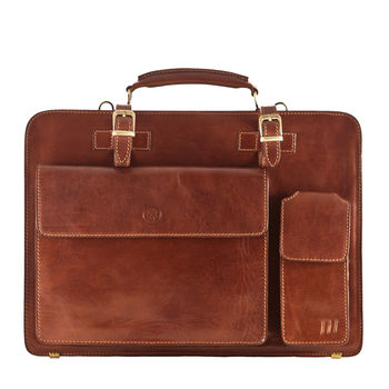 Mens Classic Italian Leather Briefcase. 'The Alanzo', 2 of 12