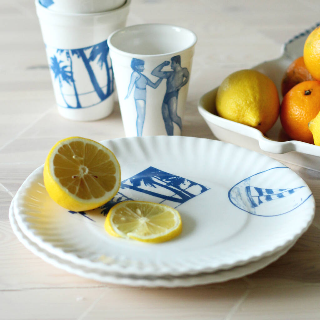 Blue Vintage Beach Picnicware By Victoria & Abigail