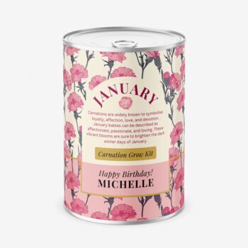 Grow Your Own January Birth Flower Personalised Name Tin, 3 of 8