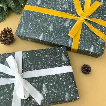 Woodland Green Christmas Wrapping Paper, 3 of 11
