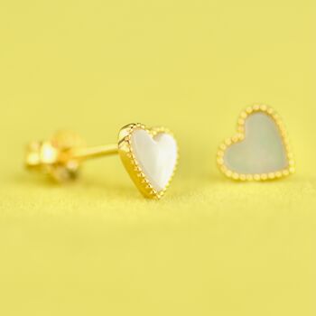 Sterling Silver Heart Studs With Pearl Detail, 5 of 10