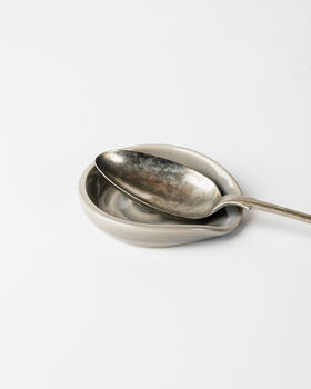 Handmade Ceramic Grey Spoon Rest Or Tea Bag Holder, 2 of 2