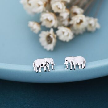 Cute Elephant Stud Earrings In Sterling Silver, 4 of 11