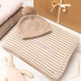 Mini Stripe Aqua Unisex Knitted Baby Blanket, thumbnail 5 of 12