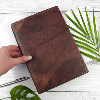 Vegan Teak Leaf Leather A5 Refillable Notebook, 4 of 12