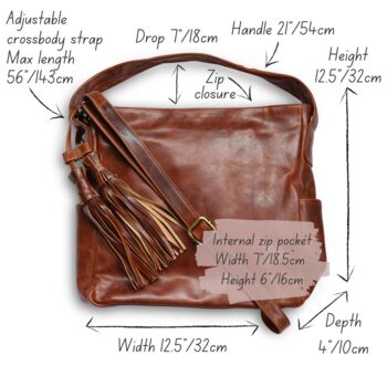 Leather Hobo Tote With Tassel, Tan, 6 of 6