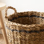 Round Seagrass Basket With Charcoal Stripe, thumbnail 6 of 6