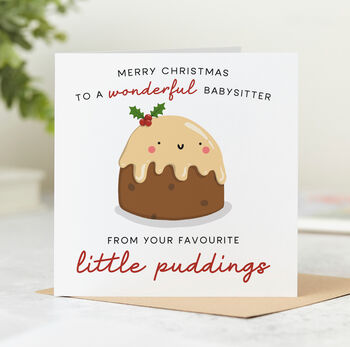 'From Your Little Pudding' Babysitter Christmas Card, 2 of 3