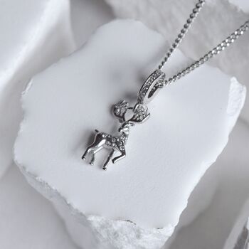 Deer Charm Necklace 925 Silver, 2 of 8