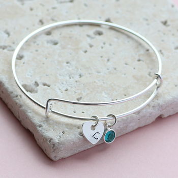 Personalised Heart Birthstone Bangle, 4 of 8