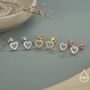 Tiny Open Heart Internally Threaded Flat Back Earrings In Sterling Silver, thumbnail 5 of 11