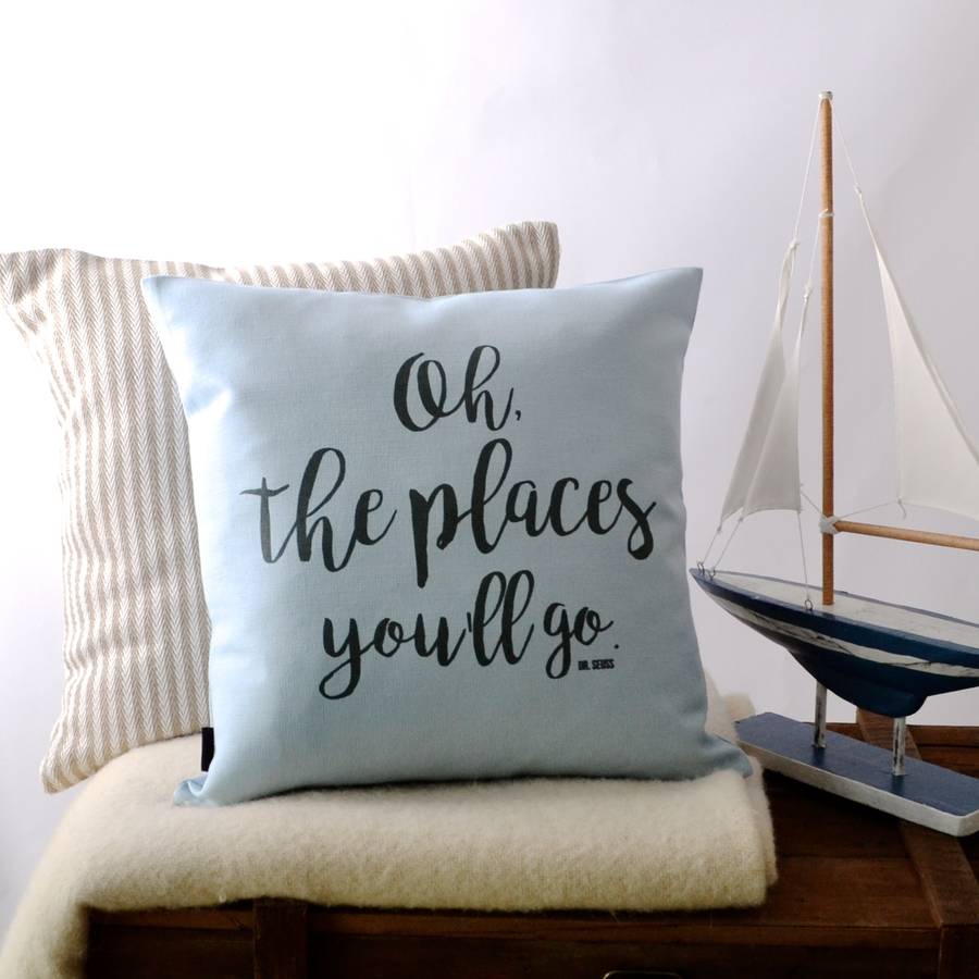 oh, the places you'll go' dr seuss cushion cover by vintage oh, the places you'll go' dr seuss cushion cover by vintage