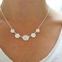 Five Daisies Necklace In Solid Silver And 18ct Gold, thumbnail 3 of 7