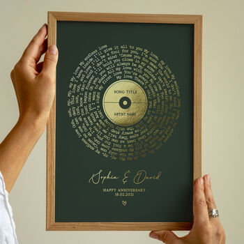Personalised Metallic Gold Song Lyrics Print, 3 of 8