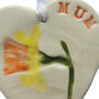 Handmade Ceramic Heart – Daffodil And “Mum” Keepsake Gift, thumbnail 10 of 11
