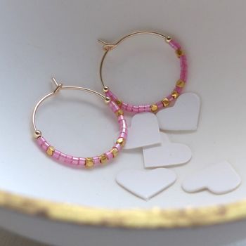 Medium Fair Trade And Neon Delica Beads Hoop Earrings, 6 of 12