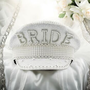 Personalised Pearl And Diamante Bride Hat, 2 of 7