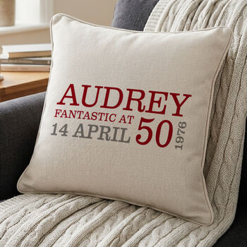 Personalised 50th Birthday Cushion, 2 of 8