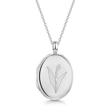 Personalised 925 Silver Birth Flower Locket Necklace, 3 of 7