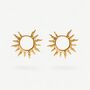 18k Gold Plated Hammered Sun Hoop Earrings, thumbnail 2 of 7