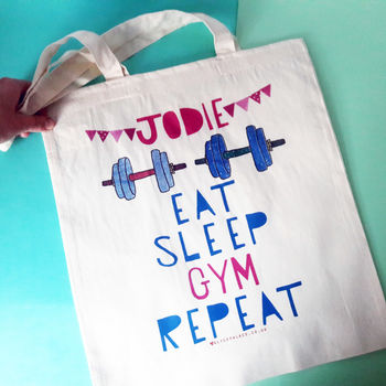 Eat Sleep Lift Repeat Personalised Gym Bag, 4 of 8