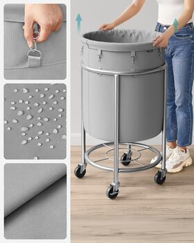 Laundry Basket On Wheels Round 110 L Removable Bag, 8 of 12