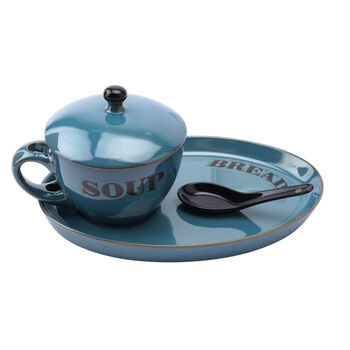 Blue Soup Bowl And Plate With Spoon In Gift Box, 2 of 3
