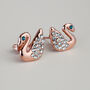 Rose Gold Colour Swan Stud Earrings, thumbnail 1 of 3