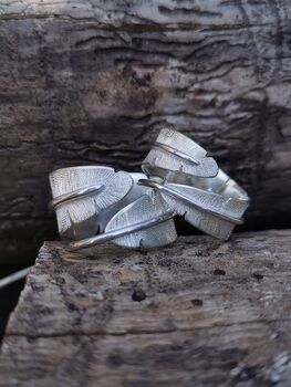 Adjustable Sterling Silver Feather Ring Chunky, 3 of 12