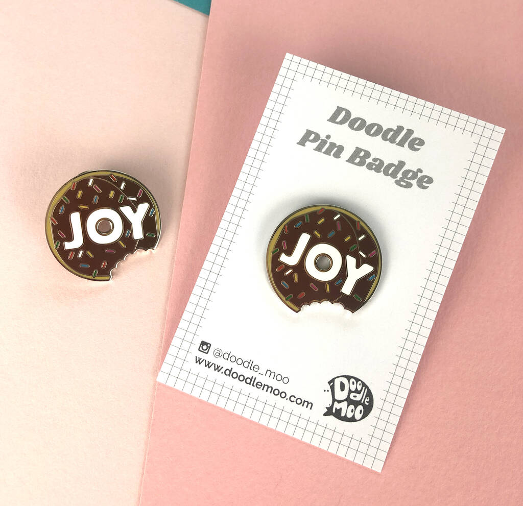 Joy Doughnut Enamel Lapel Pin Badge, 1 of 2
