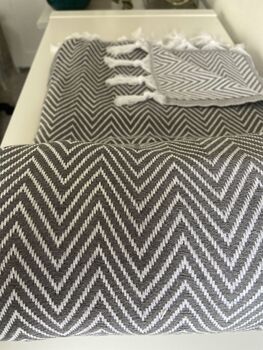 Grey Herringbone Soft Cotton Bedspread, 6 of 8