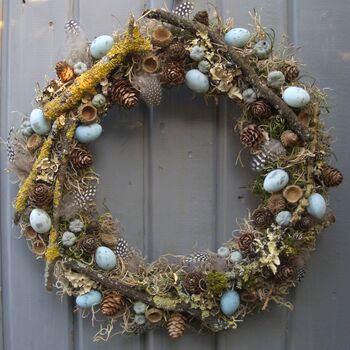 Spring Easter Feather Egg And Twig Wreath Wall Door, 2 of 6