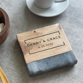 Personalised Marble And Wooden Coaster, 6 of 12