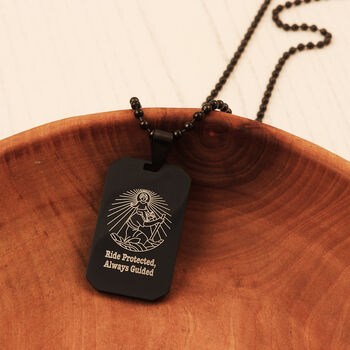 Dog Tag Black Steel St Christopher Necklace, 5 of 8