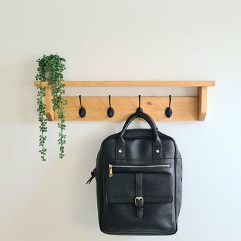 Wooden Coat Rack With Hanging Hooks And Shelf, 4 of 7