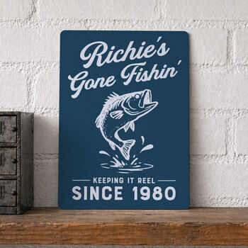 Gone Fishing Personalised Metal Sign, 3 of 4