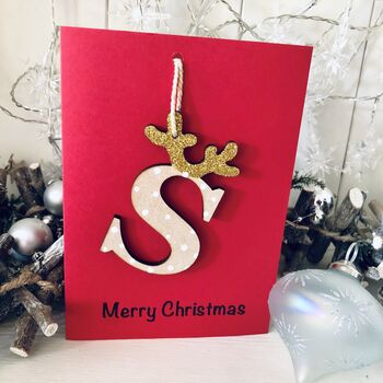 Personalised Reindeer Letter Christmas Card Decoration, 3 of 6