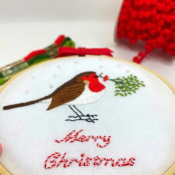 Christmas Robin Embroidery Kit, 6 of 11
