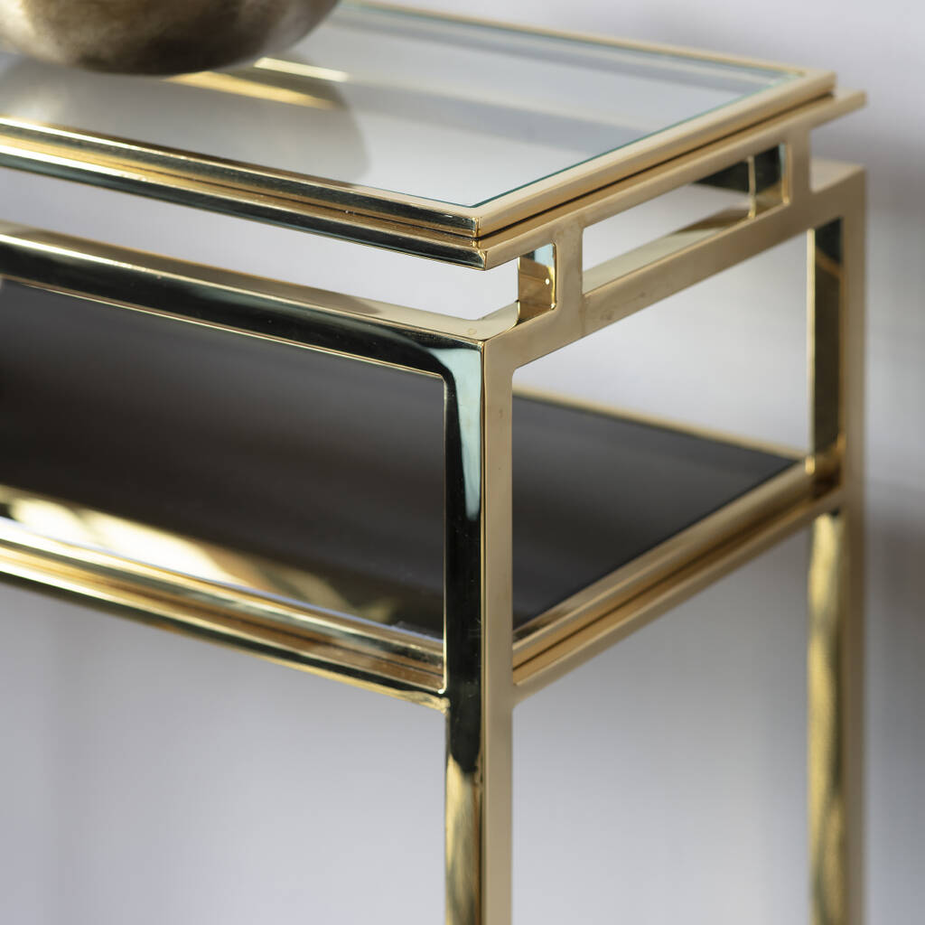 Lucille Gold Console Table With Glass Top By Primrose & Plum