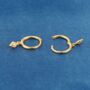 Gold Hoop Earrings With Diamond Shaped Charm, thumbnail 5 of 7