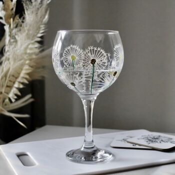 Dandelion Hand Painted Gin Glass, 2 of 7