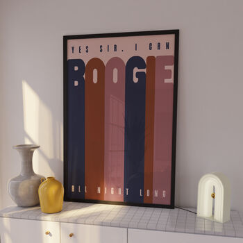 Yes Sir, I Can Boogie | Print | Disco Music Print | Music Poster | Wall Art | A5 A4 A3 | Bold | Typographic | Lyrics | Retro, 4 of 8