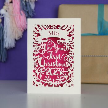 Personalised 'First Christmas' Papercut Card, 5 of 9