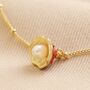 Pearl And Enamel Toadstool Anklet In Gold, thumbnail 5 of 6