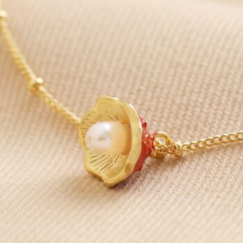 Pearl And Enamel Toadstool Anklet In Gold, 5 of 6