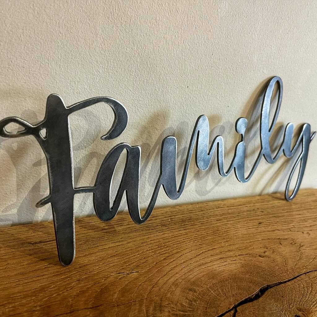 'Family' Metal Word Sign Wall Art Decoration, 1 of 9