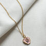 Pink Enamel Pansy Pendant 18k Gold Necklace, thumbnail 2 of 3