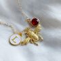 Personalised Gold Bee Initial And Birthstone Necklace, thumbnail 1 of 7