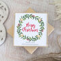 Merry Christmas Wreath Duo Earrings, Heart And Star, thumbnail 2 of 8