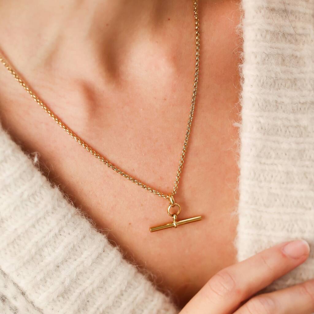 Small Jewelled Gold T-Bar On Trace Chain - Tilly Sveaas Jewellery